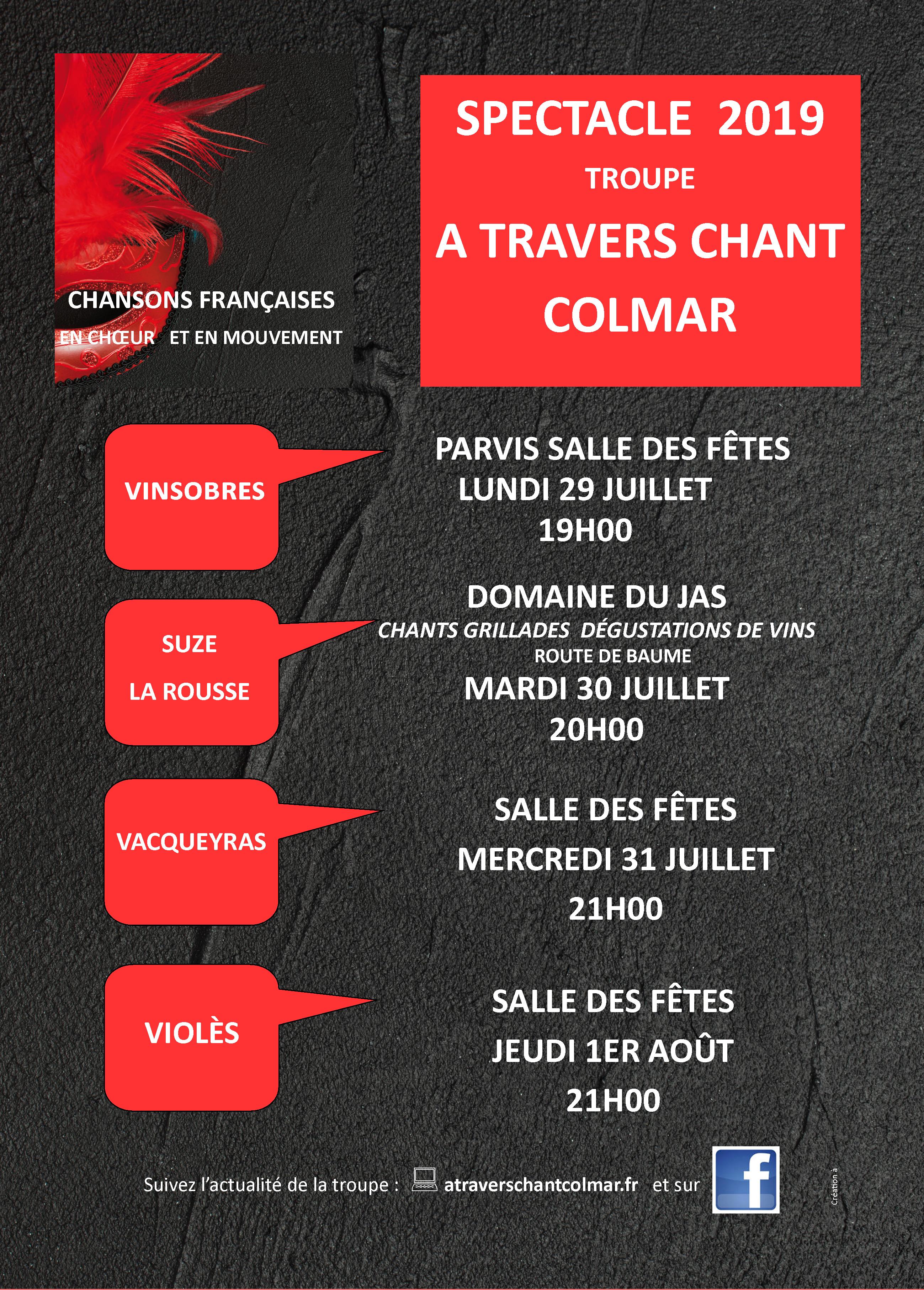 affiche à travers chant flyer tournée 2019 sud